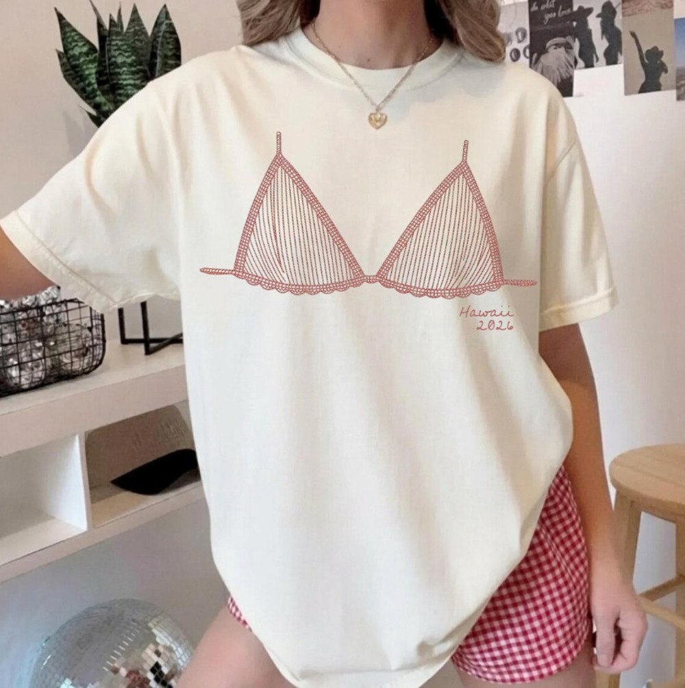 Bachelorette Bikini T-Shirt, Coastal Bikini Tee, Seashells and Wedding Bells